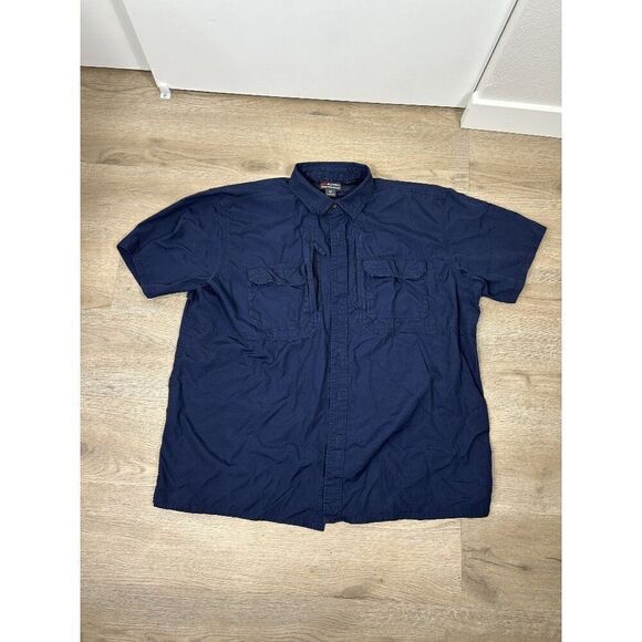 Eotac Operator Grade Blue Vented Short Sleeve Button Up Shirt Mens Size XL - Picture 1 of 5